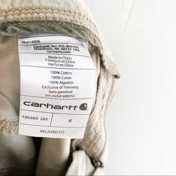 Carhartt Women’s Relaxed Fit Khaki Rolled Hiking Outdoor Shorts Sz 8 - Picture 11 of 12